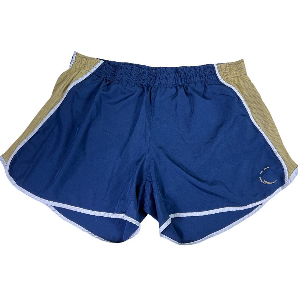 Blue and Tan Lined Elastic Waist Running Shorts Size Small